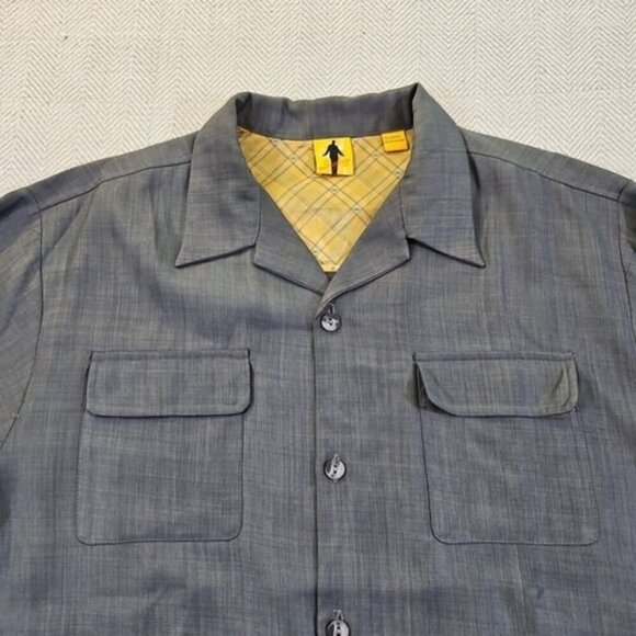 Steve Harvey Shirt Men's Large Gray Button Up Rayon Flip Cuff 2 Pockets EUC - Picture 3 of 15